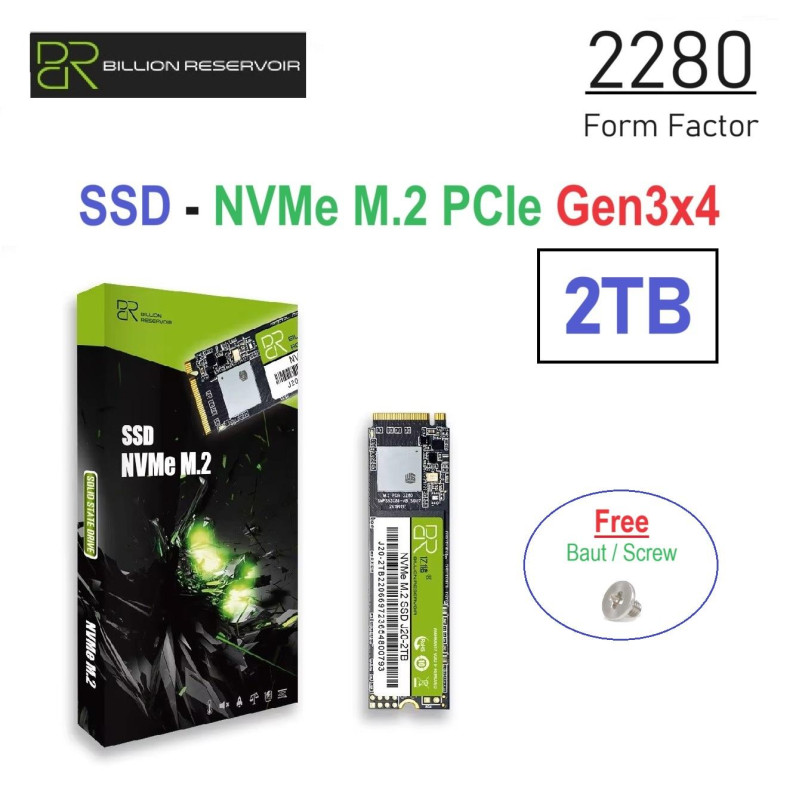 2TB SSD NVMe M.2 M-Key PCIe Gen3x4 Form Factor 2280